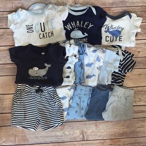 Baby boy nautical whales outfits bundle
